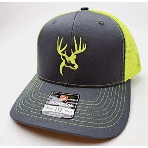 Richardson 112 Trucker Buck Deer Hunter Embroidered Cap Hat Snapback Mesh Neon
